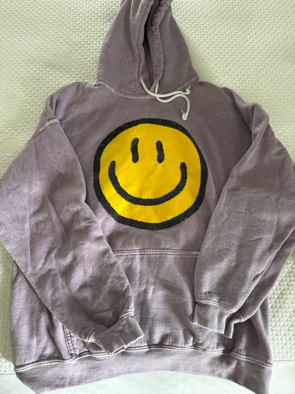 Sweet Claire Lavender Hoodie with Yellow Smile Graphic
